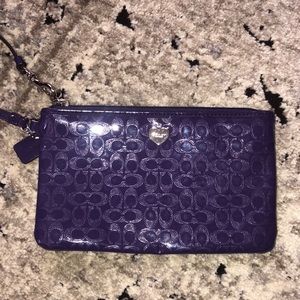 Purple Patent Leather Coach Wallet Wristlet